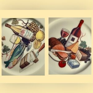 2 Limoges Porcelain BOTTICELLI DESIGN Salad Dessert Wine Cheese decorative Plate